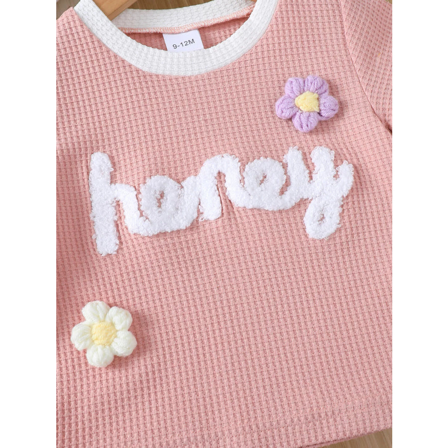Children’s Honey Flower Waffle Knit Tee and Shorts Set Apparel and Accessories