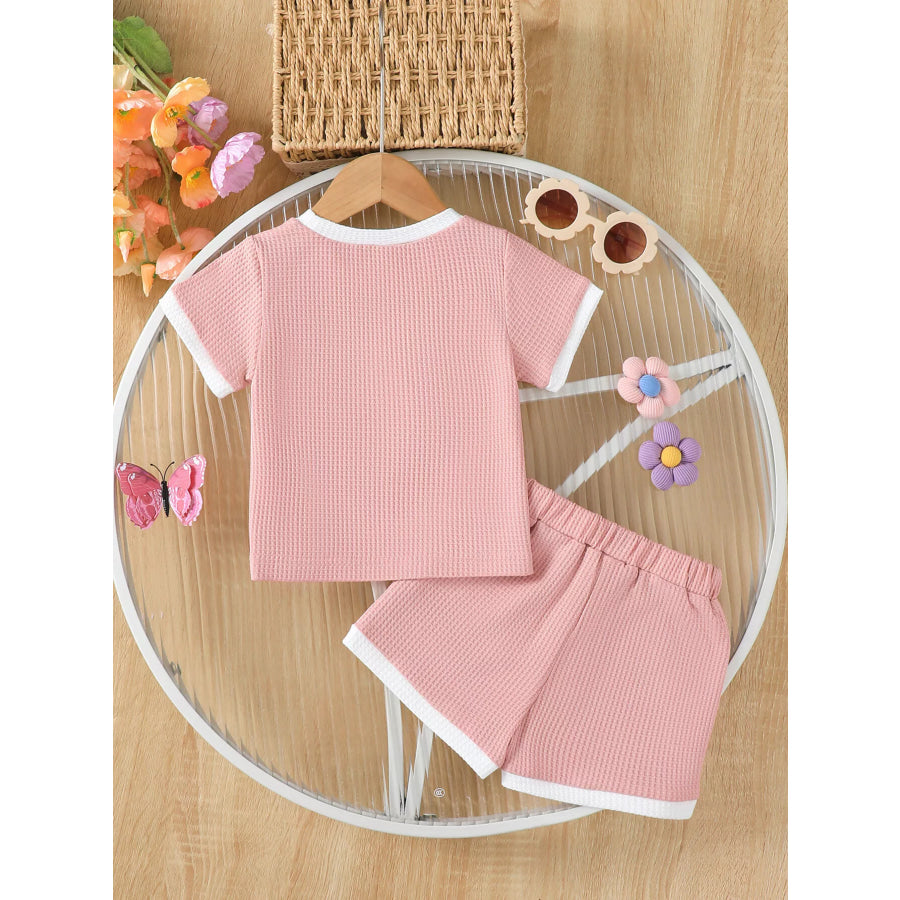 Children’s Honey Flower Waffle Knit Tee and Shorts Set Apparel and Accessories