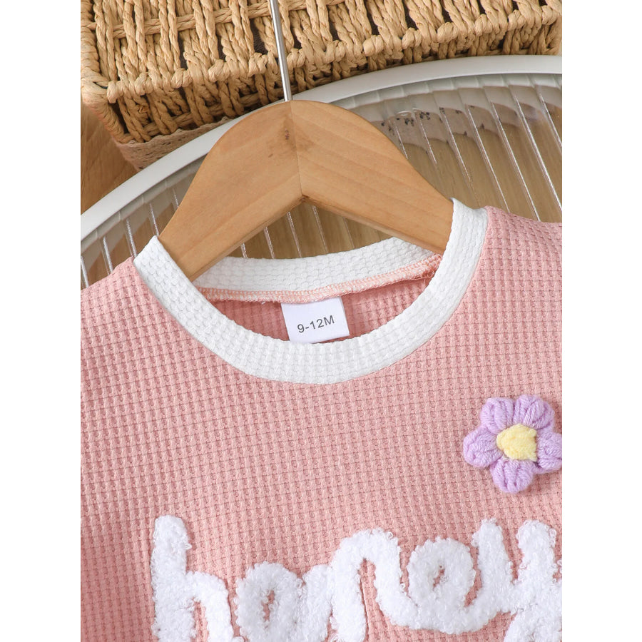 Children’s Honey Flower Waffle Knit Tee and Shorts Set Apparel and Accessories