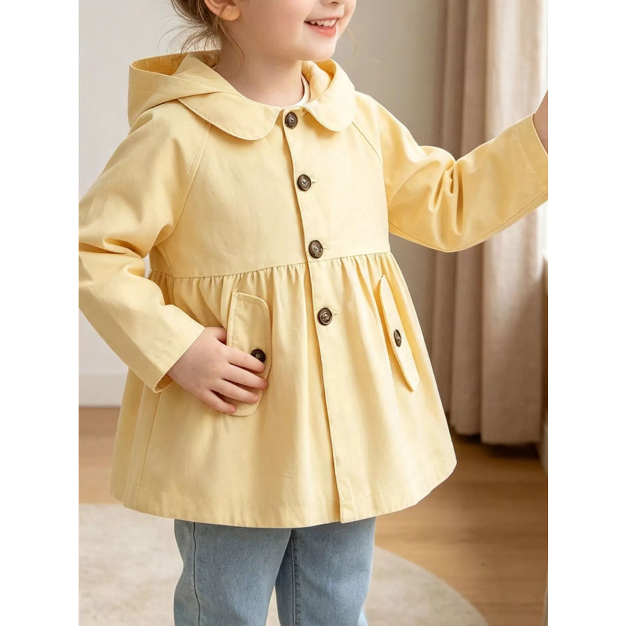 Children’s Hooded Peplum Trench Coat Light Yellow / 3T Apparel and Accessories