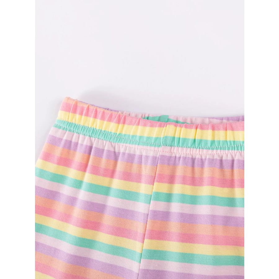 Children’s Horse Applique Top & Rainbow Striped Pants Set Apparel and Accessories