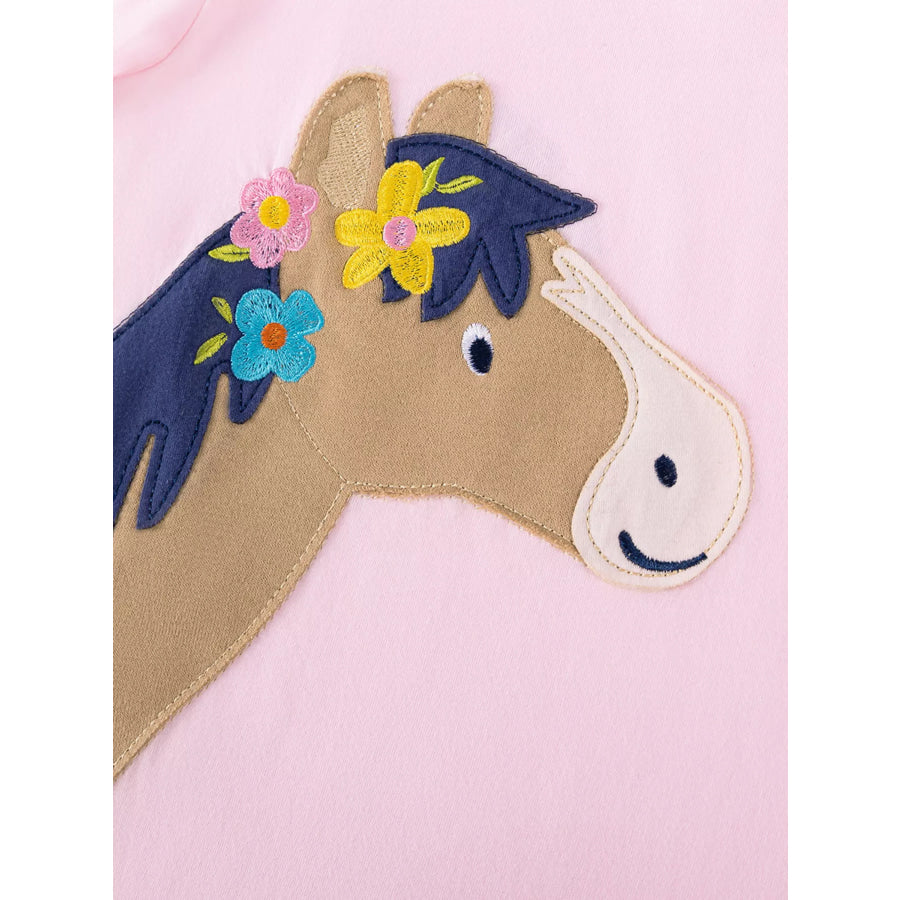 Children’s Horse Applique Top & Rainbow Striped Pants Set Apparel and Accessories