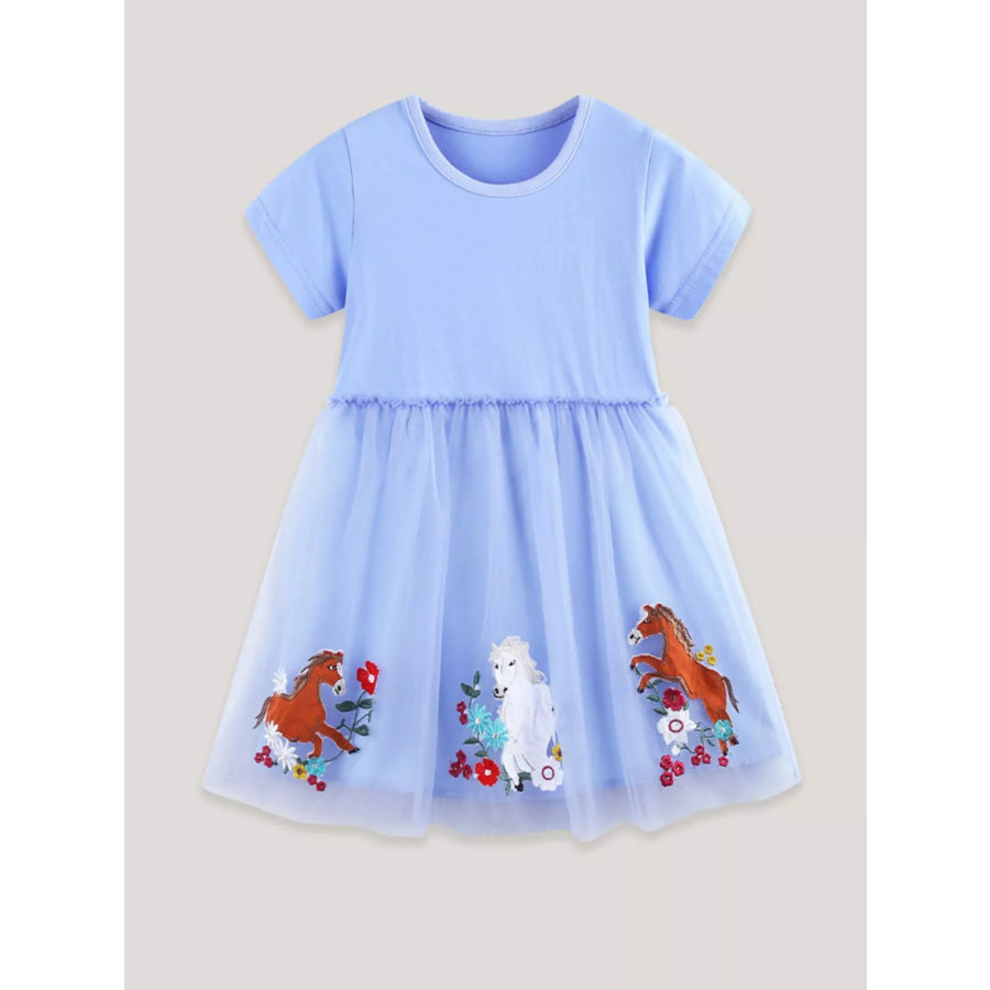 Children’s Horse Embroidered Tulle Dress Apparel and Accessories