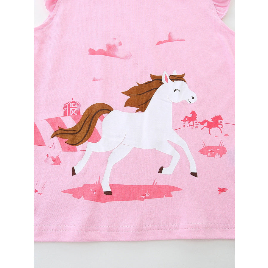 Children’s Horse Print Tank and Shorts Set Apparel and Accessories