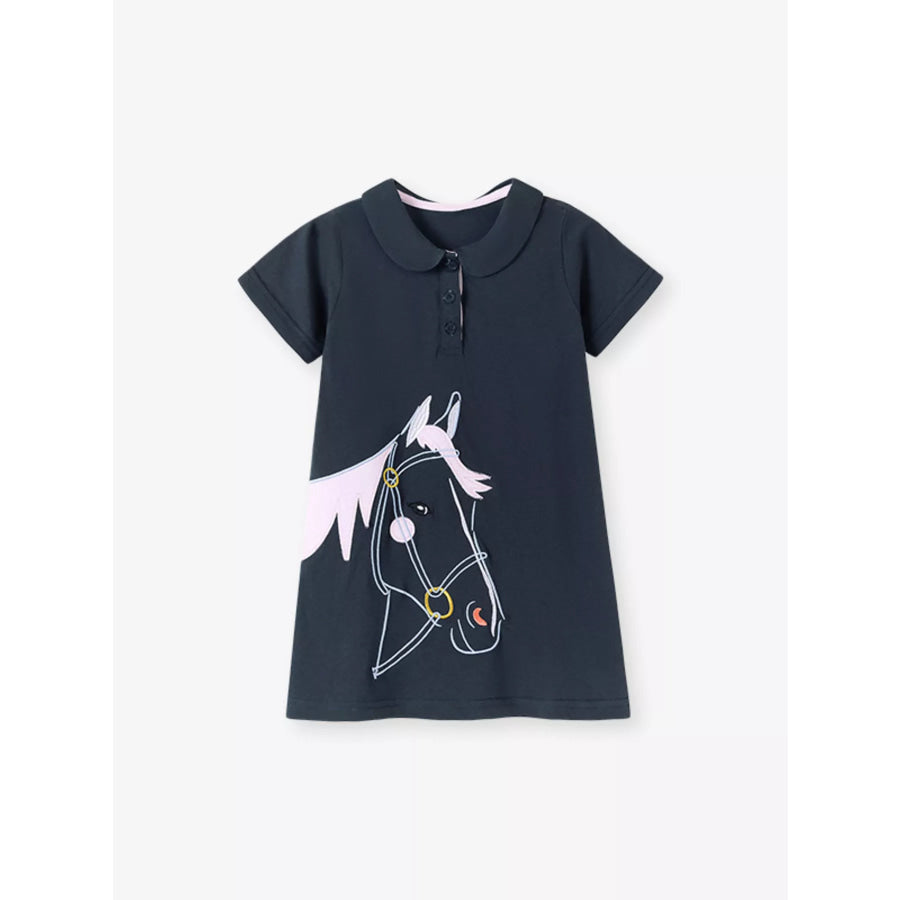 Children’s Horse Short Sleeve Polo Dress Apparel and Accessories
