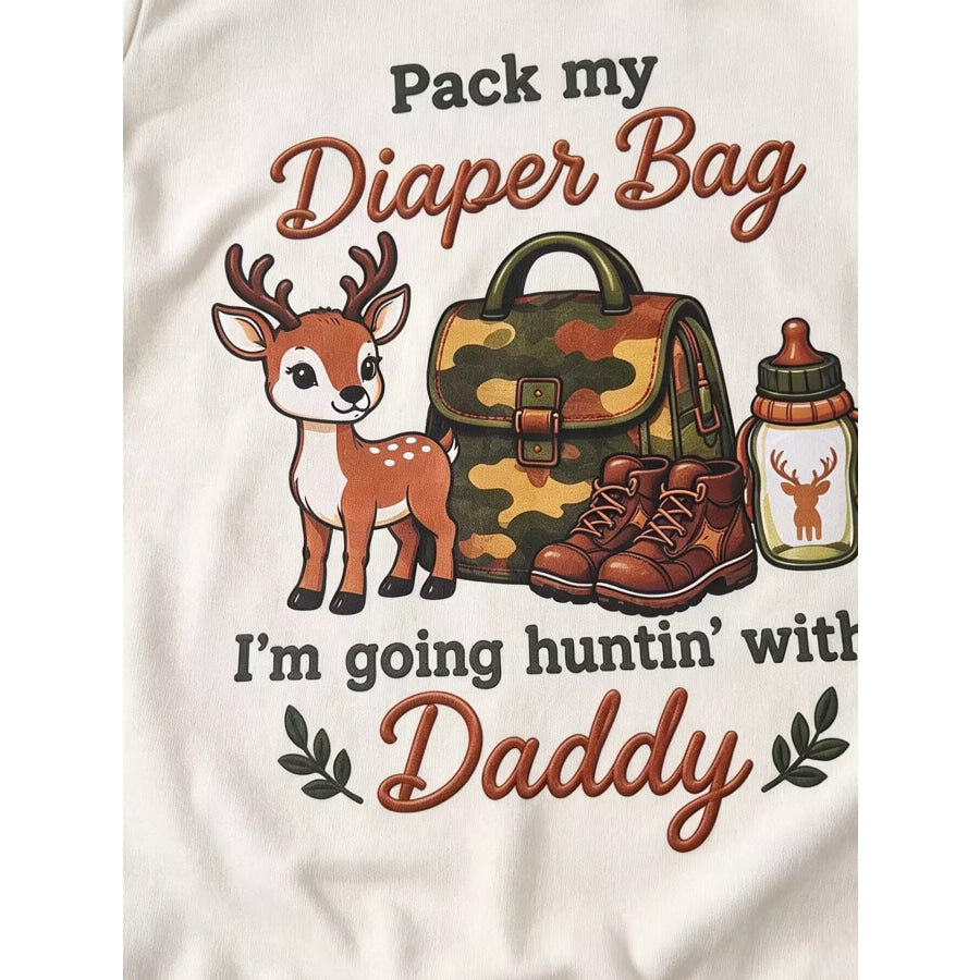 Children’s Hunting Theme Graphic Bodysuit and Camo Pants Set with Hat Apparel Accessories
