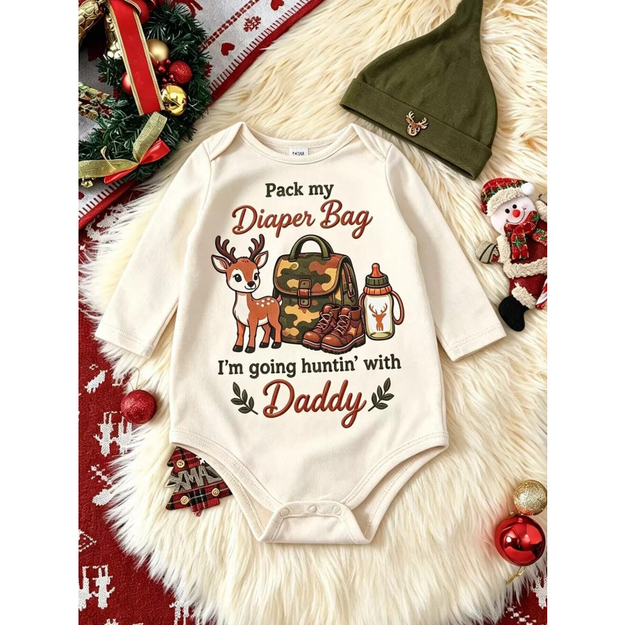 Children’s Hunting Theme Graphic Bodysuit and Camo Pants Set with Hat Apparel Accessories