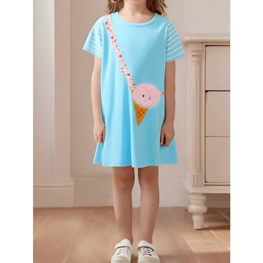 Children’s Ice Cream Applique Casual Dress Pastel Blue / 2Y Apparel and Accessories