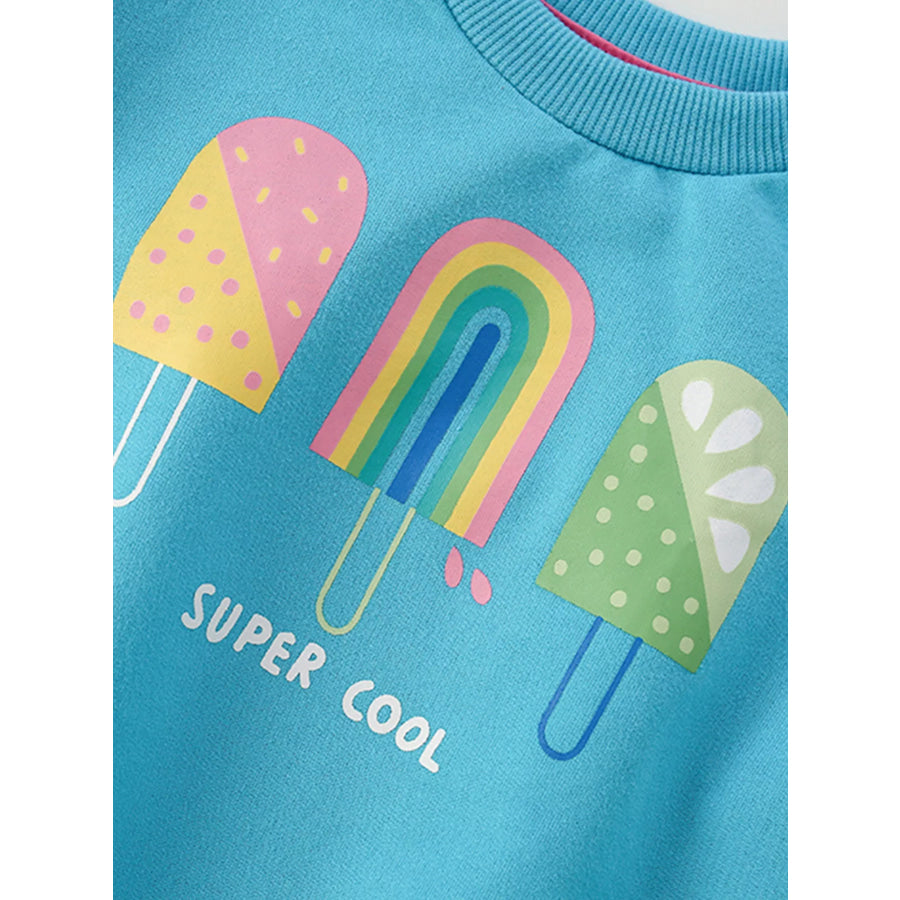 Children’s Ice Cream Graphic Round Neck Sweatshirt Apparel and Accessories