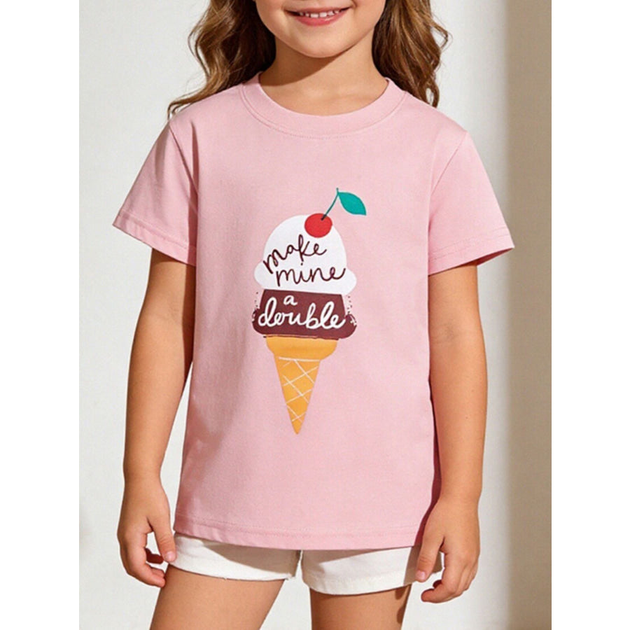 Children’s Ice Cream Graphic Short Sleeve T-Shirt Blush Pink / 2-3Y Apparel and Accessories