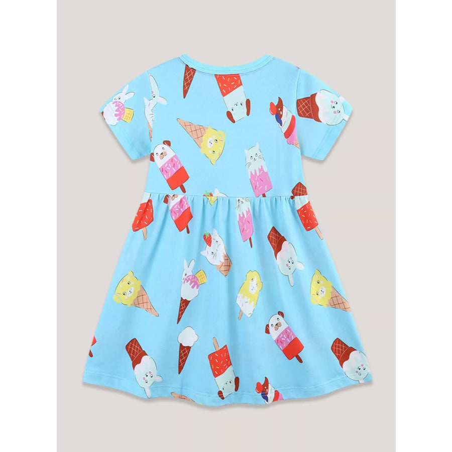 Children’s Ice Cream Print Short Sleeve Dress Apparel and Accessories