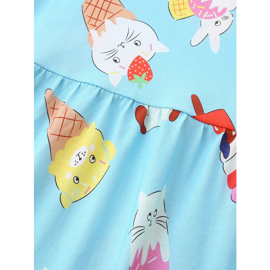 Children’s Ice Cream Print Short Sleeve Dress Apparel and Accessories