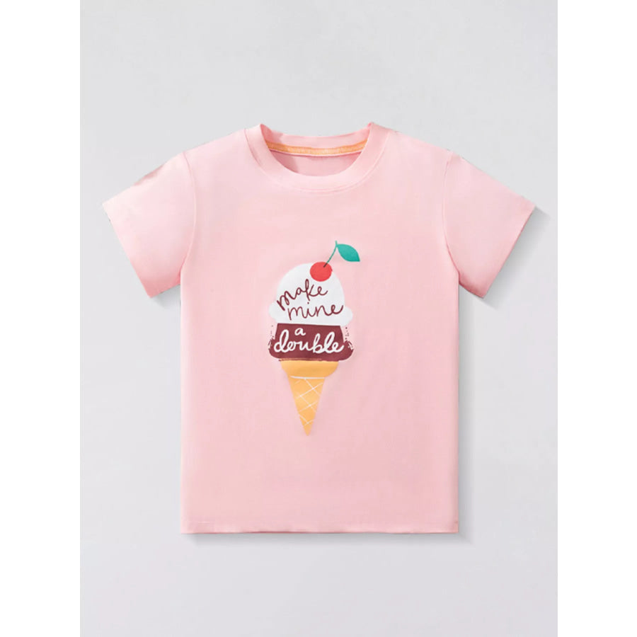 Children’s Ice Cream Short Sleeve T-Shirt Blush Pink / 2-3Y Apparel and Accessories