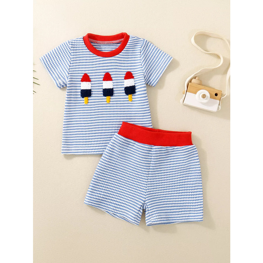 Children’s Ice Cream Striped Tee and Shorts Set Ice Cream / 3-6M Apparel and Accessories