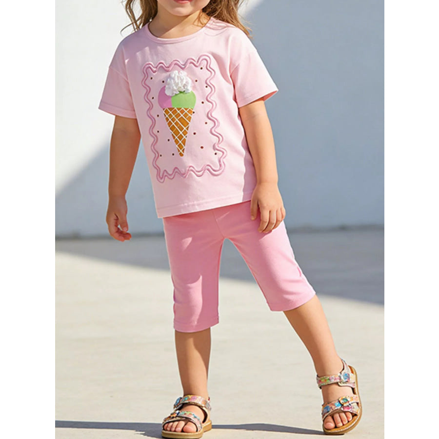 Children’s Ice Cream T-Shirt & Capri Set Pink / 2T Apparel and Accessories
