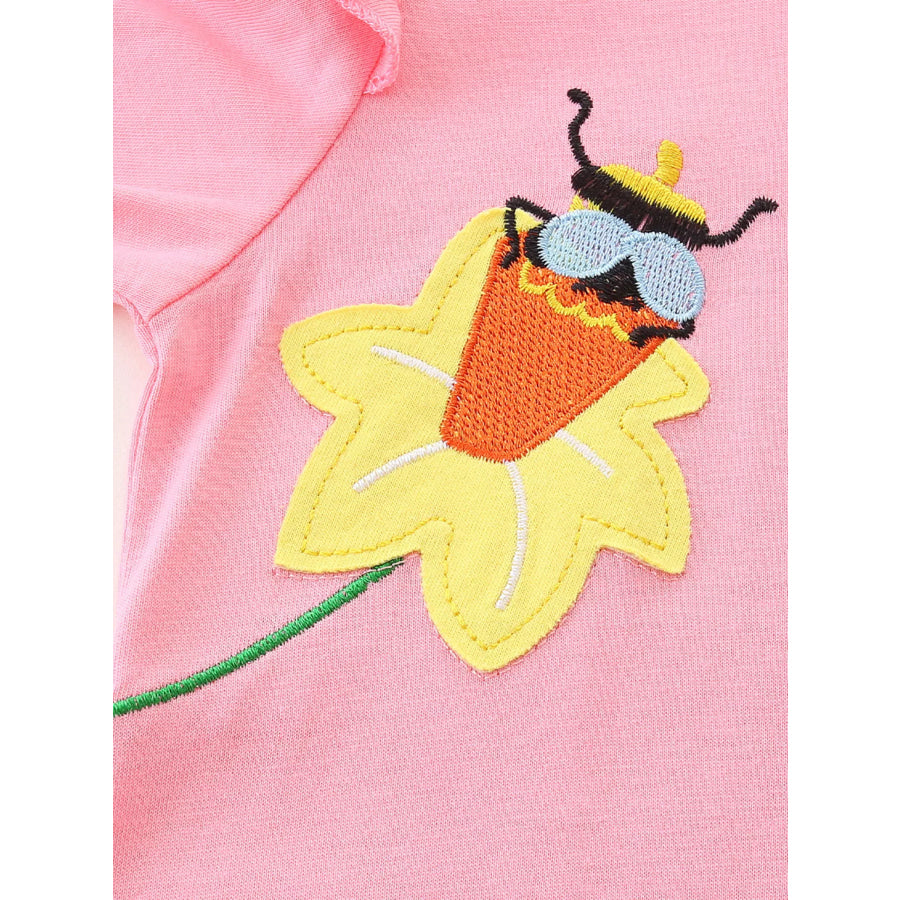 Children’s Insect and Flower Appliques Long-Sleeve Dress Apparel and Accessories