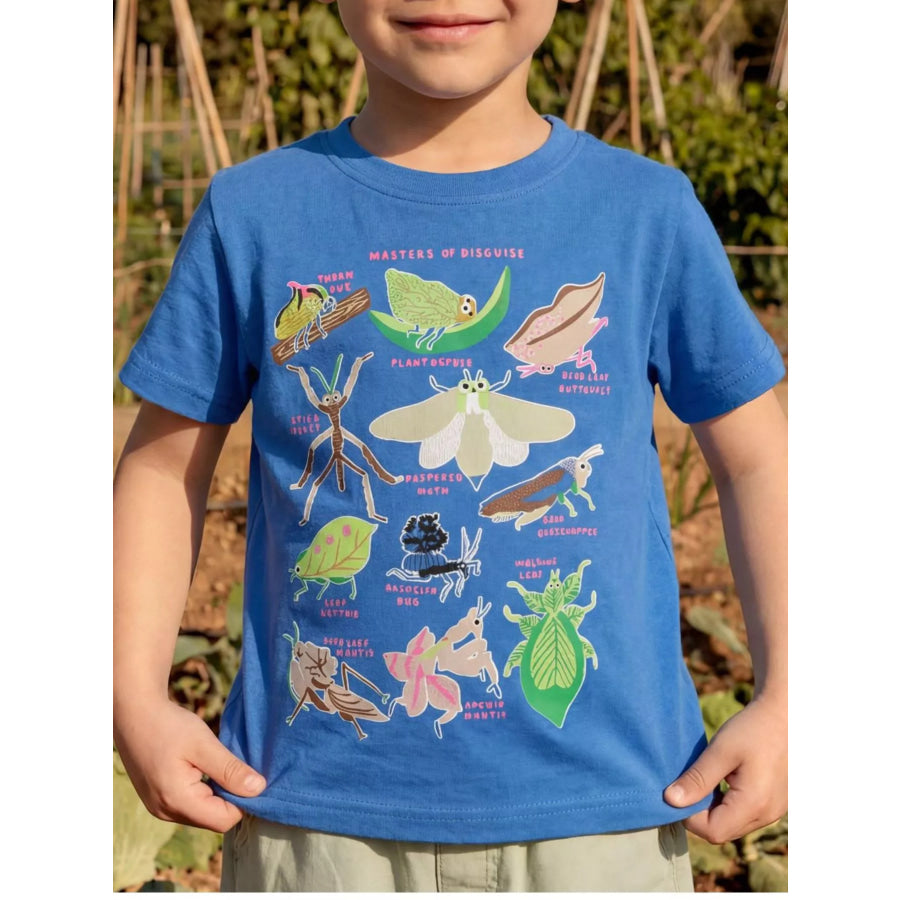 Children’s Insect Print Round Neck Tee Dark Blue / 2-3 Apparel and Accessories