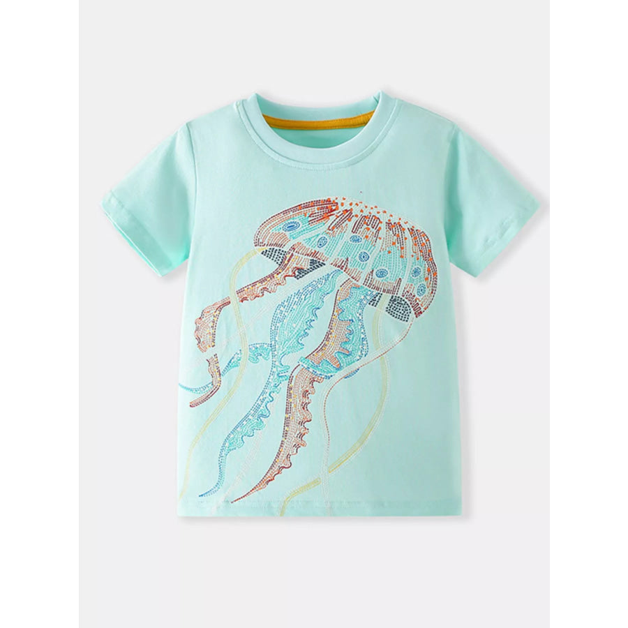 Children’s Jellyfish Short Sleeve T-Shirt Mint Blue / 2-3Y Apparel and Accessories