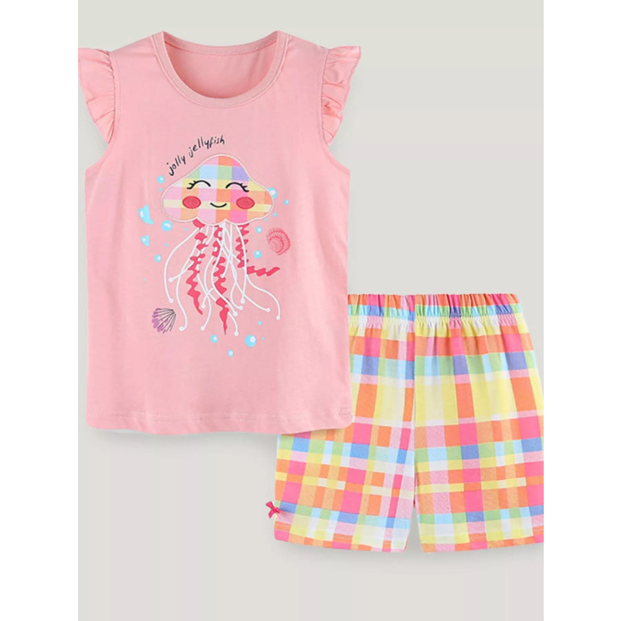 Children’s Jolly Jellyfish Embroidered Top and Shorts Set Blush Pink / 2Y Apparel and Accessories
