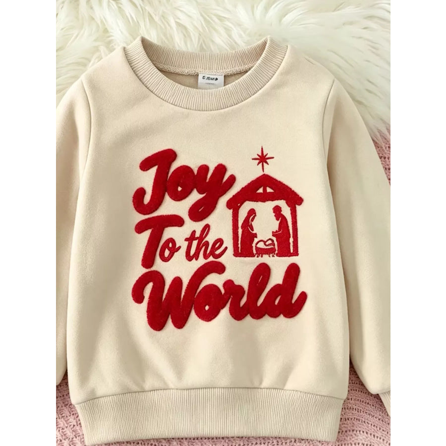 Children’s Joy to the World Graphic Crew Neck Sweatshirt Beige / 6-12M Apparel and Accessories