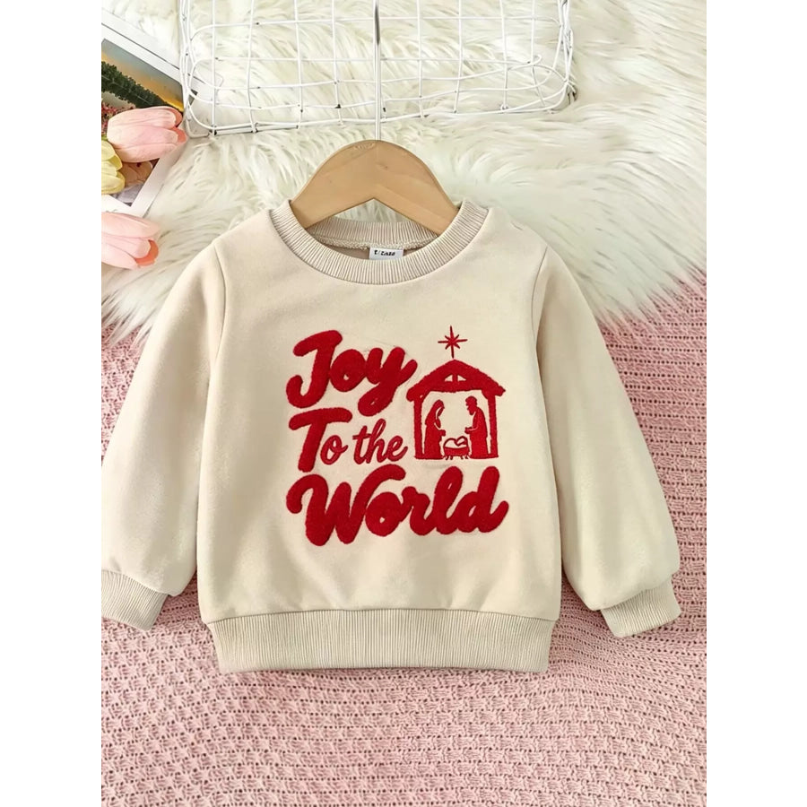 Children’s Joy to the World Graphic Crew Neck Sweatshirt Beige / 6-12M Apparel and Accessories