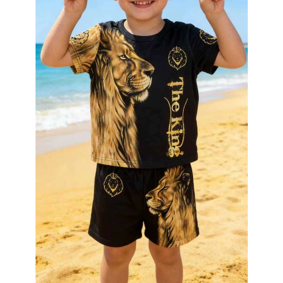 Children’s King Graphic Short Sleeve Tee and Shorts Set Apparel and Accessories