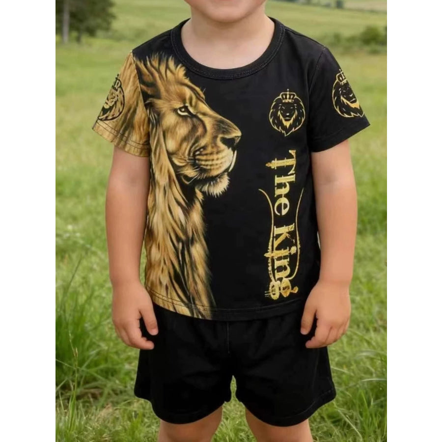 Children’s King Graphic Short Sleeve Tee and Shorts Set Black / 1Y Apparel and Accessories