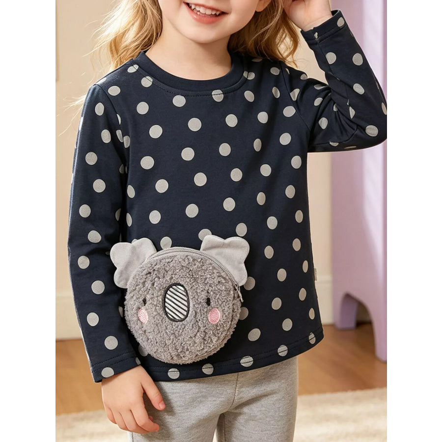 Children’s Koala Plush Pocket Polka Dot T-Shirt Black / 3T Apparel and Accessories