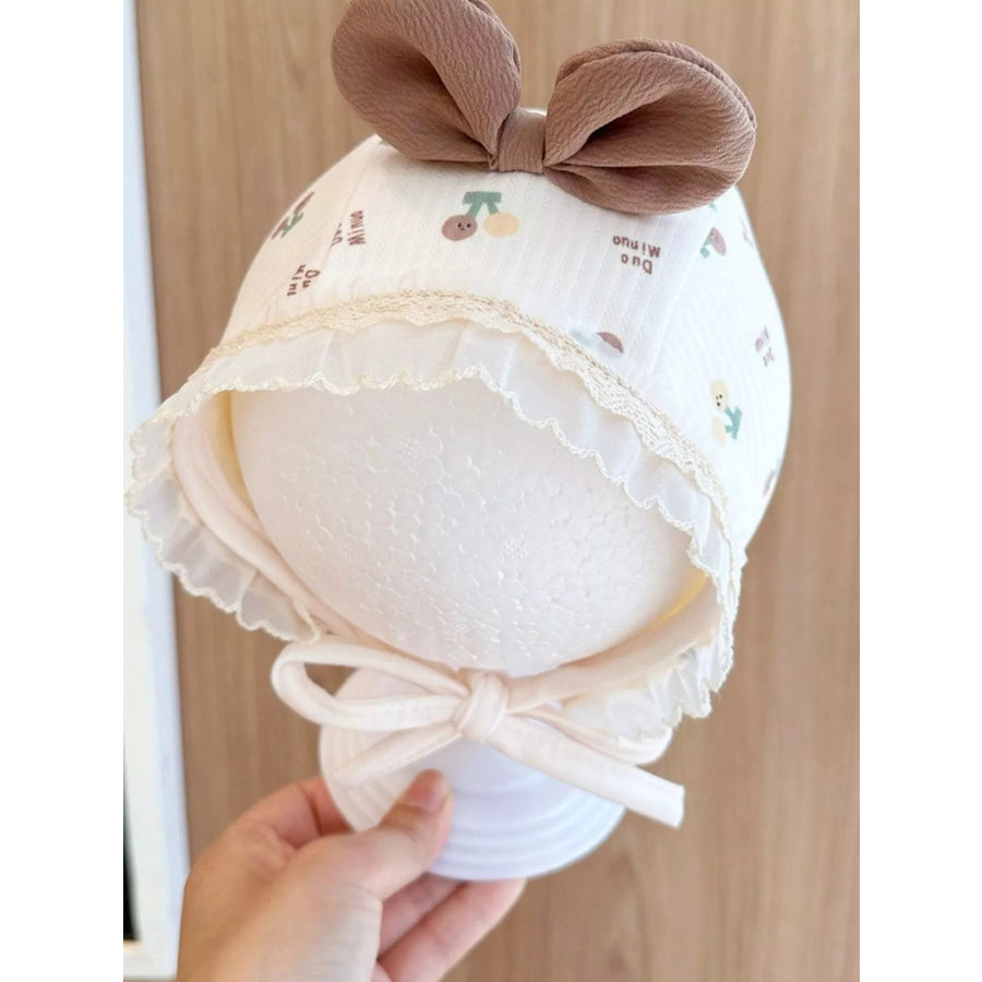 Children’s Lace Detail Cute Bowknot Hat Brown / One Size Apparel and Accessories