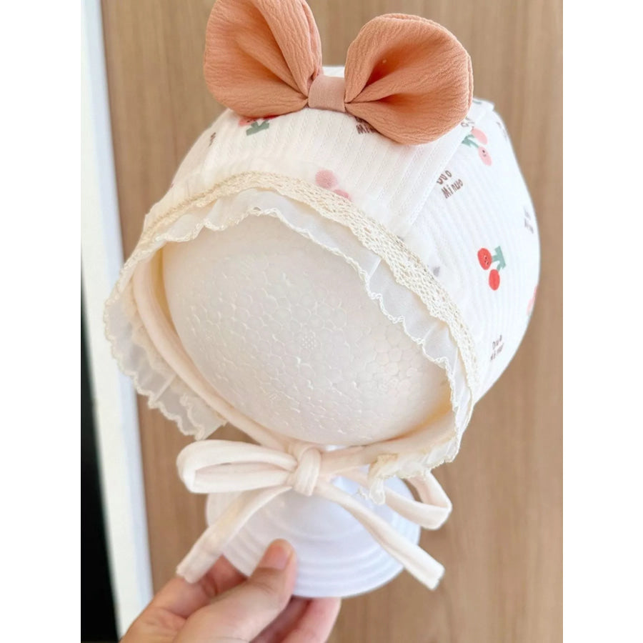 Children’s Lace Detail Cute Bowknot Hat Orange / One Size Apparel and Accessories