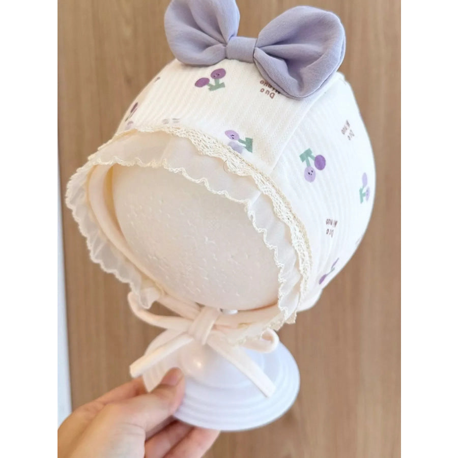 Children’s Lace Detail Cute Bowknot Hat Purple / One Size Apparel and Accessories