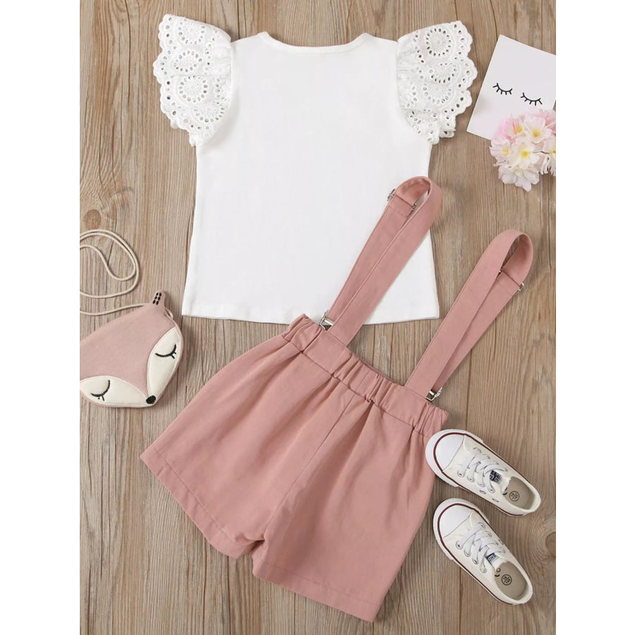 Children’s Lace Sleeve Top & Suspender Skirt Set Apparel and Accessories