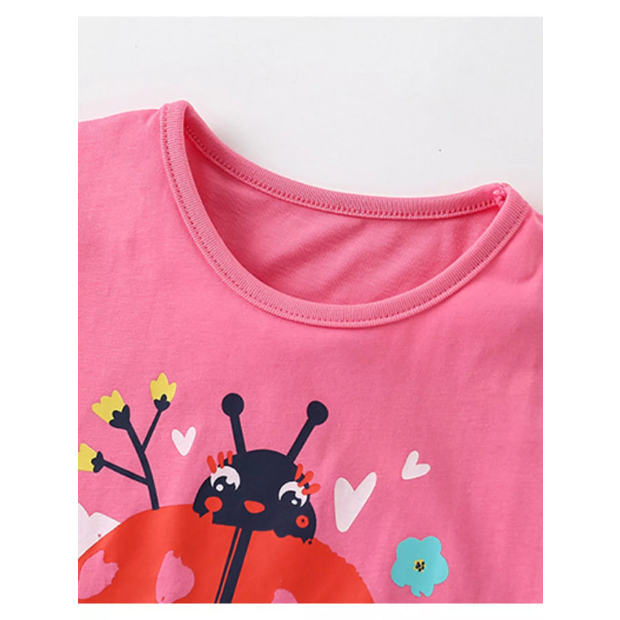 Children’s Ladybug Graphic Ruffle Sleeve T-Shirt Apparel and Accessories