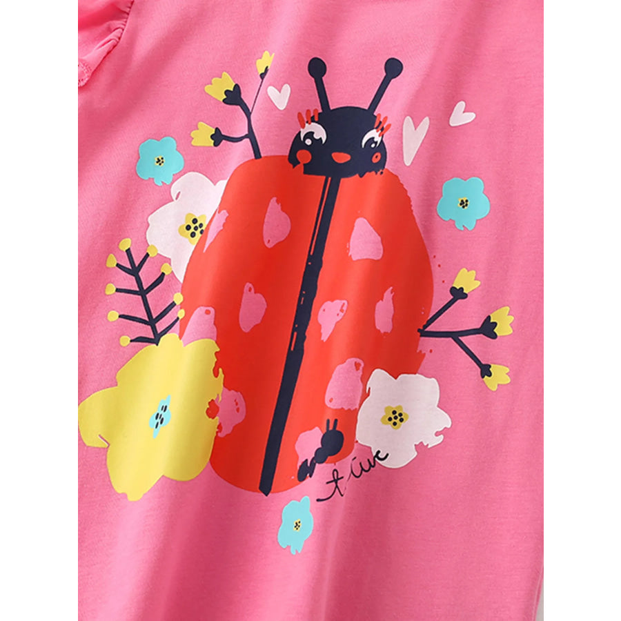 Children’s Ladybug Graphic Ruffle Sleeve T-Shirt Apparel and Accessories