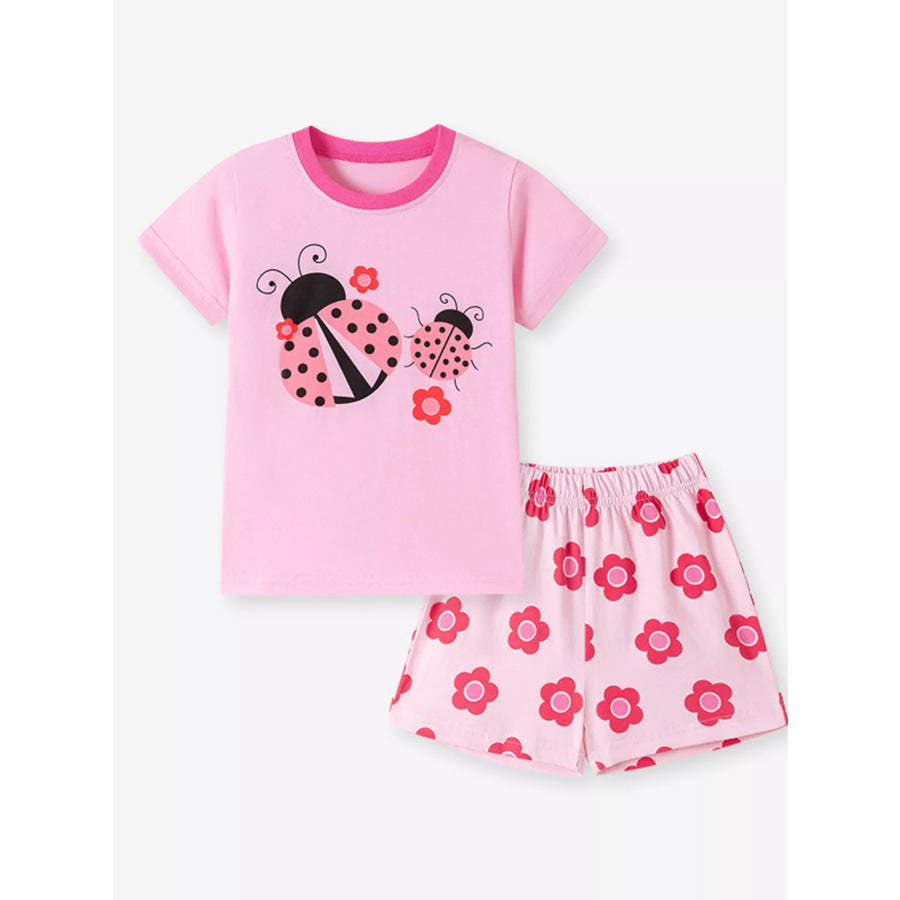 Children’s Ladybug Graphic Short Sleeve Top and Shorts Set Apparel and Accessories