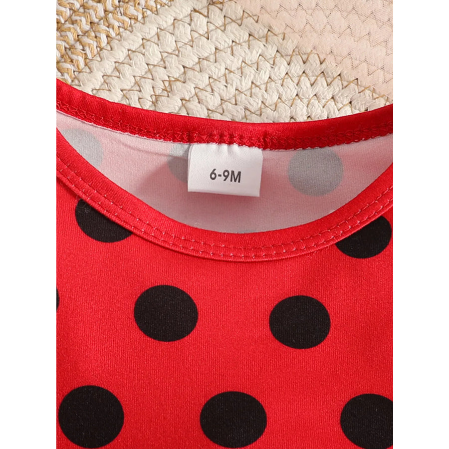 Children’s Ladybug Polka Dot Ruffle Trim Top and Pants Set with Headband Apparel and Accessories