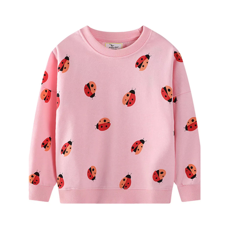 Children’s Ladybug Print Crew Neck Sweatshirt Blush Pink / 2T Apparel and Accessories