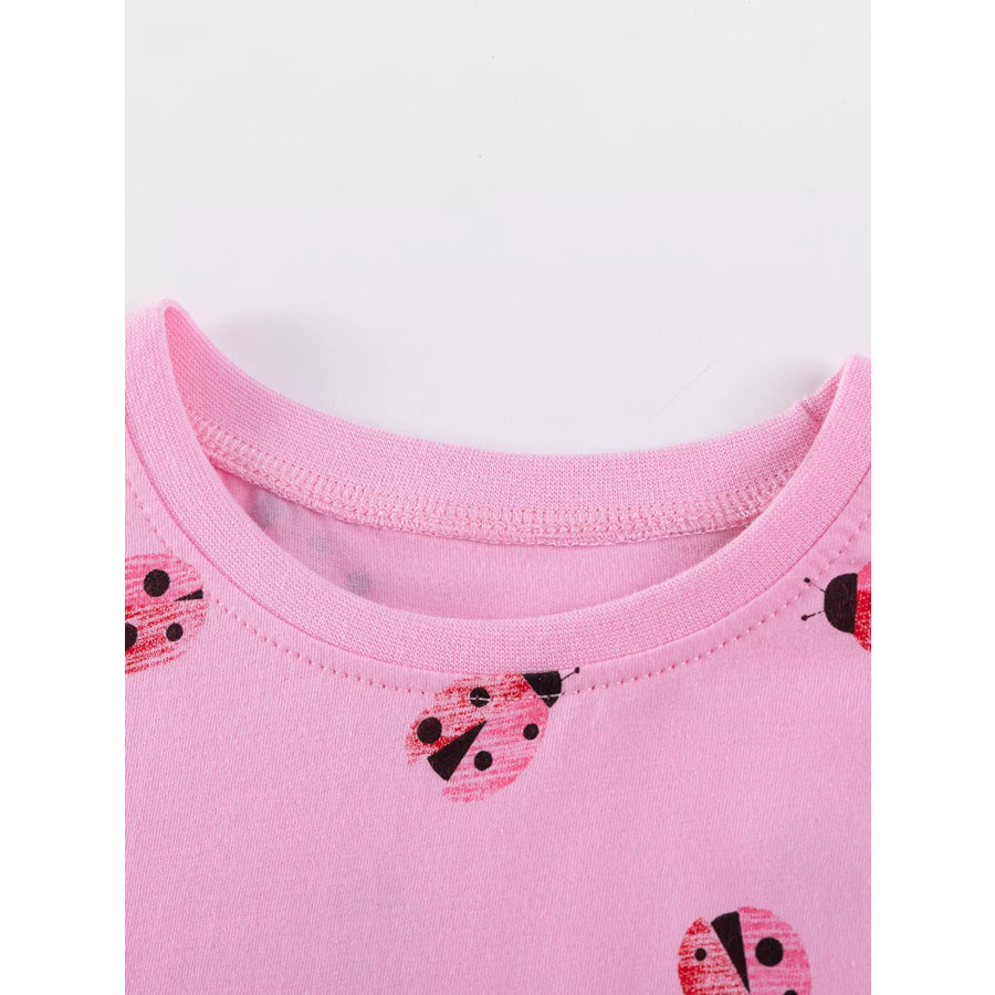Children’s Ladybug Print Ruffle Hem Top & Capri Leggings Set Apparel and Accessories