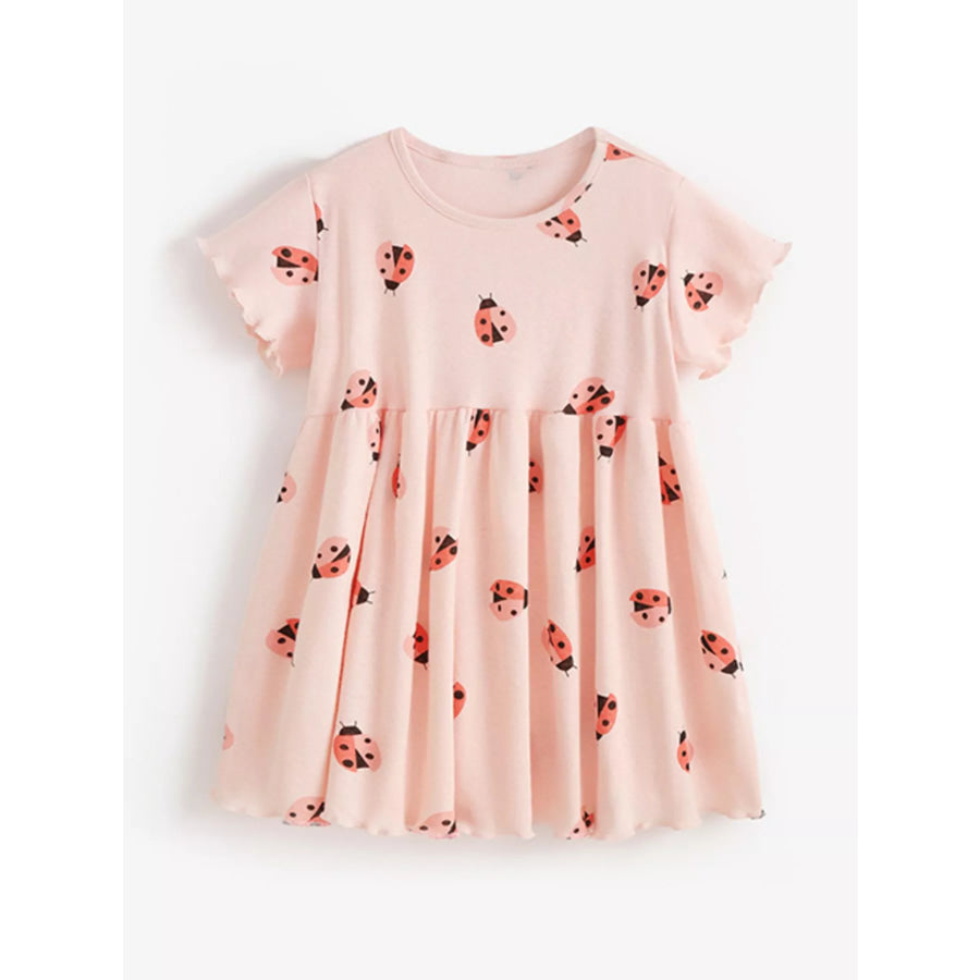 Children’s Ladybug Print Ruffle Trim Casual Dress Apparel and Accessories