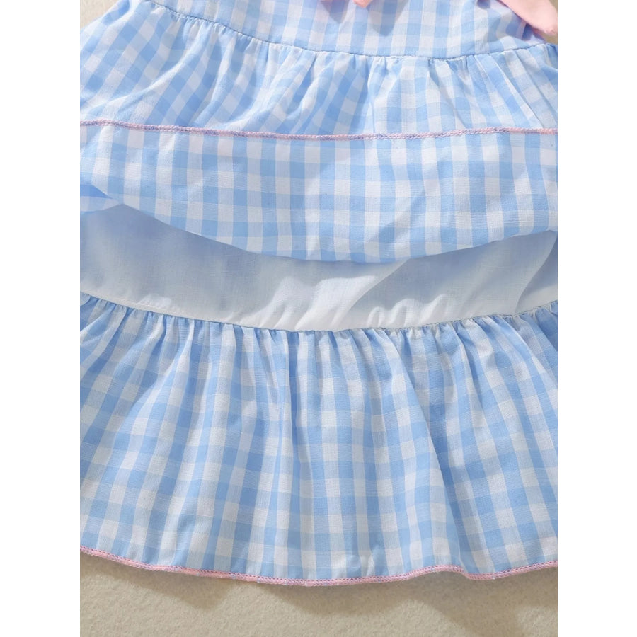 Children’s Layered Ruffle Gingham Dress with Bows Apparel and Accessories