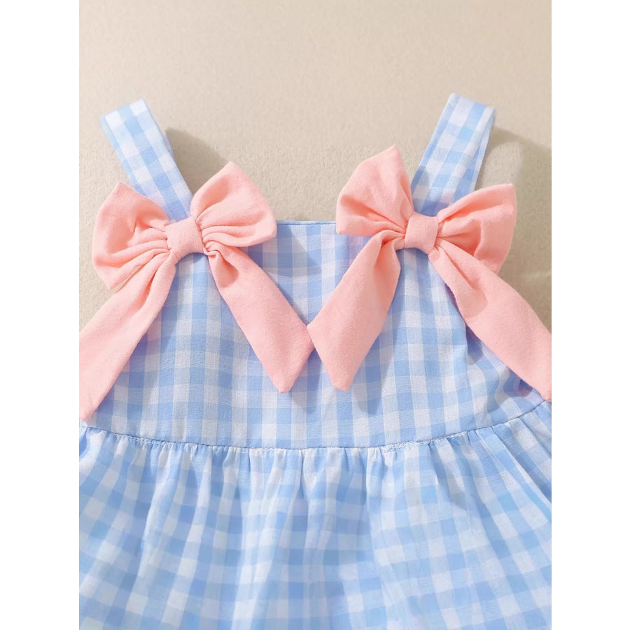 Children’s Layered Ruffle Gingham Dress with Bows Apparel and Accessories