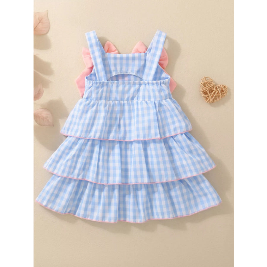 Children’s Layered Ruffle Gingham Dress with Bows Apparel and Accessories