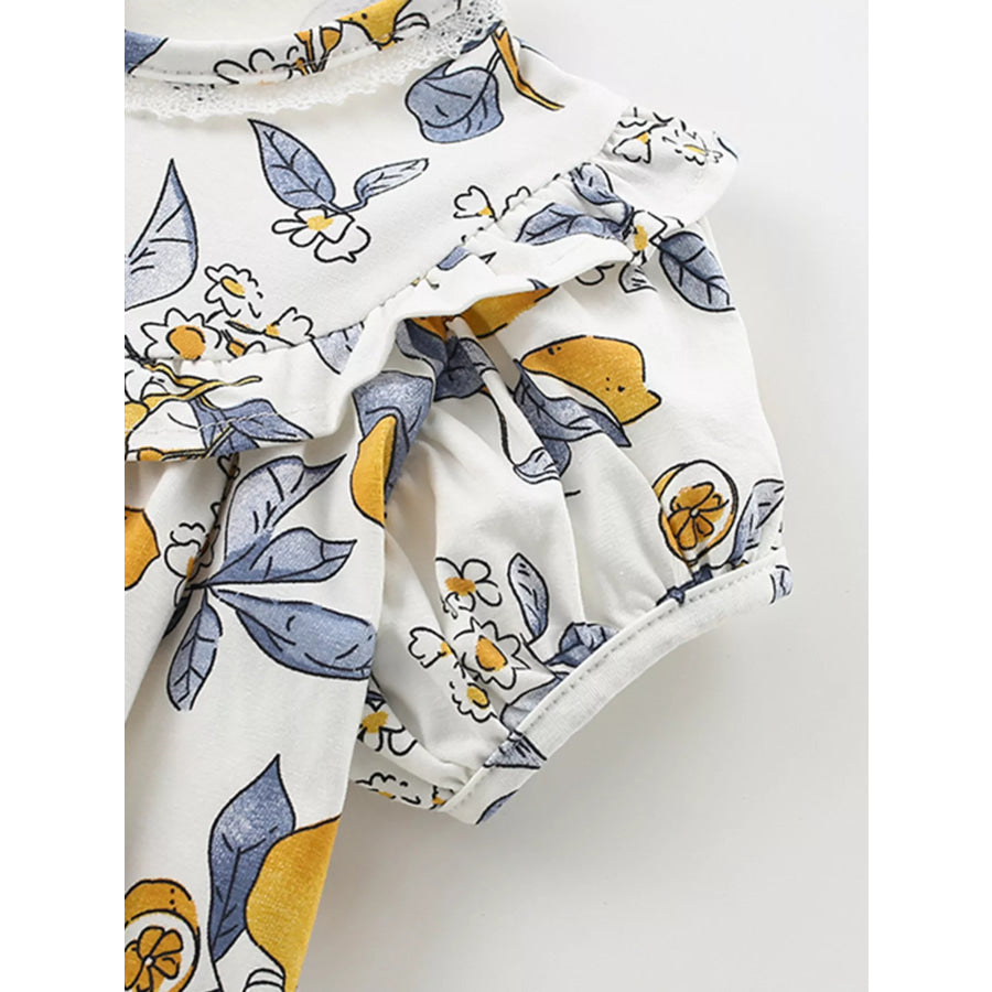 Children’s Lemon Print Ruffle Trim Dress Apparel and Accessories
