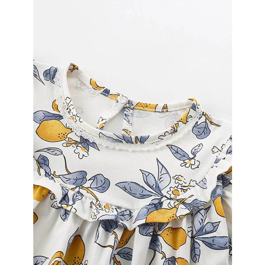 Children’s Lemon Print Ruffle Trim Dress Apparel and Accessories
