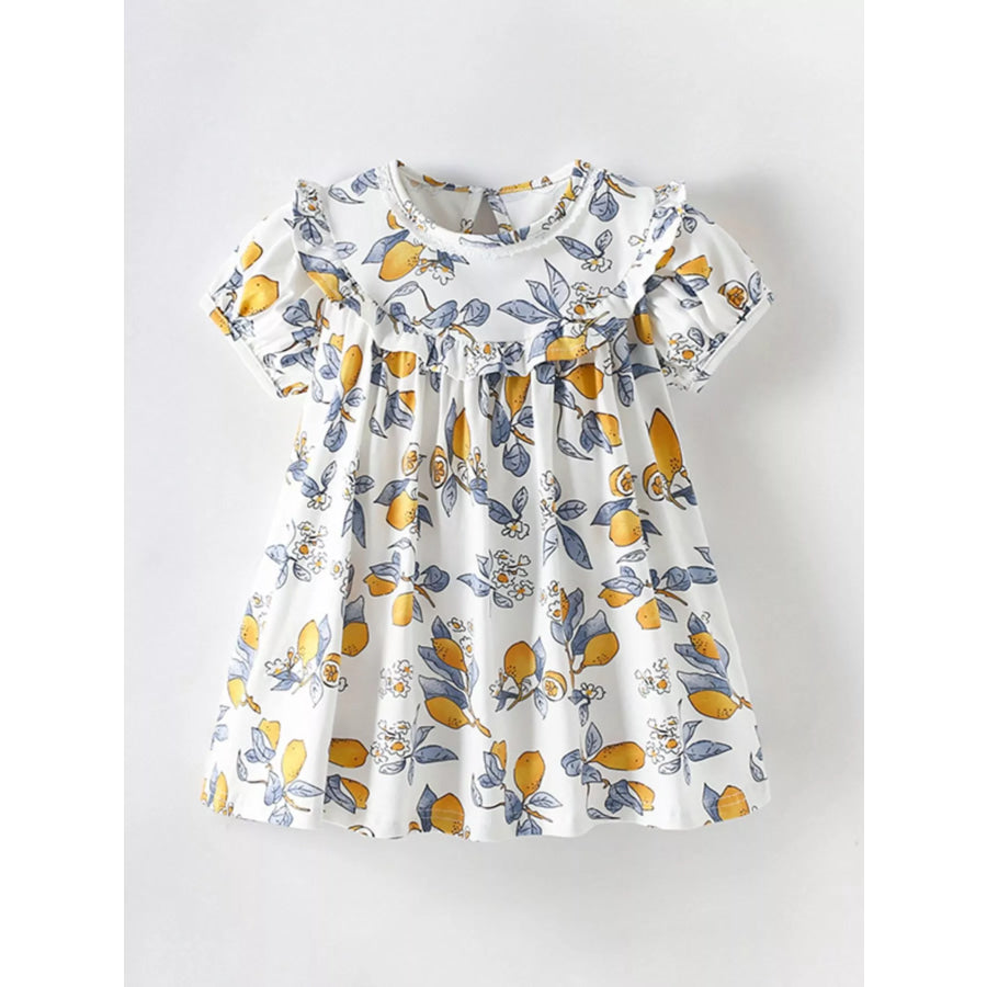 Children’s Lemon Print Ruffle Trim Dress White / 6Y Apparel and Accessories
