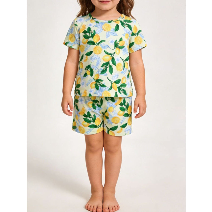 Children’s Lemon Print Tee and Shorts Set Red / 1-2Y Apparel and Accessories