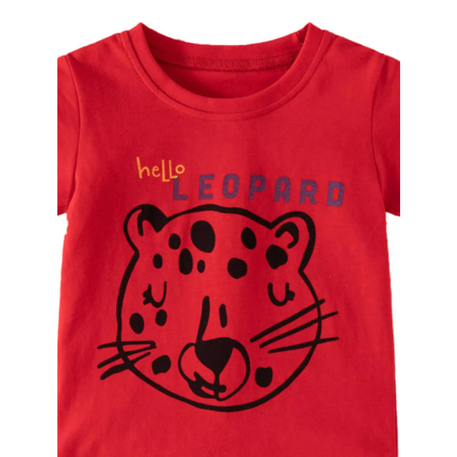 Children’s Leopard Graphic Short Sleeve T-Shirt Apparel and Accessories
