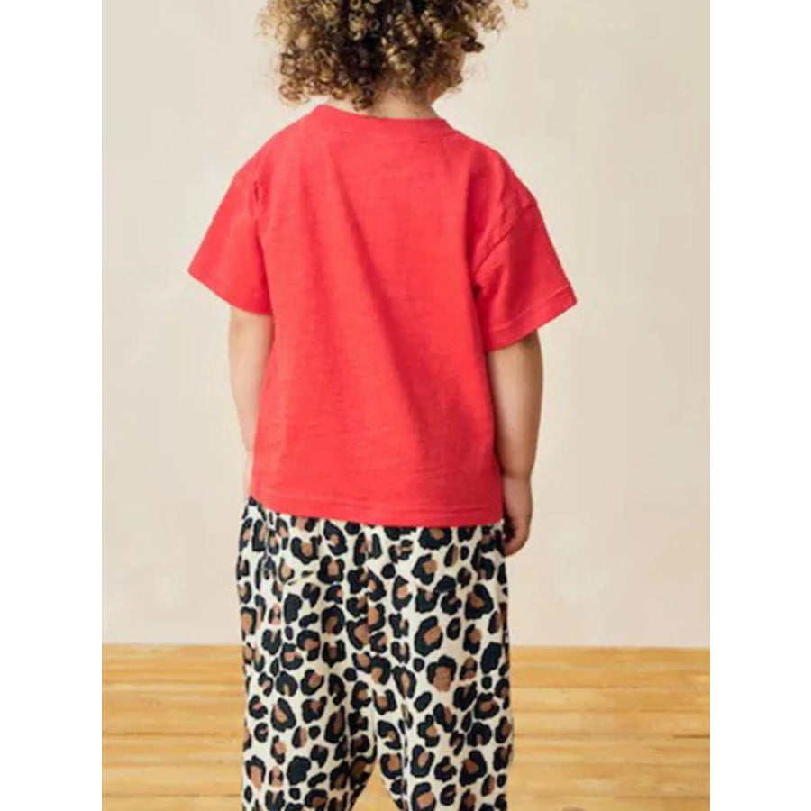 Children’s Leopard Graphic Short Sleeve T-Shirt Apparel and Accessories