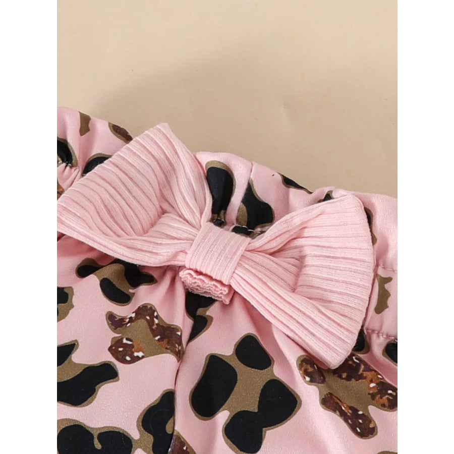 Children’s Leopard Ruffled Bodysuit and Pants Set with Headband Apparel and Accessories