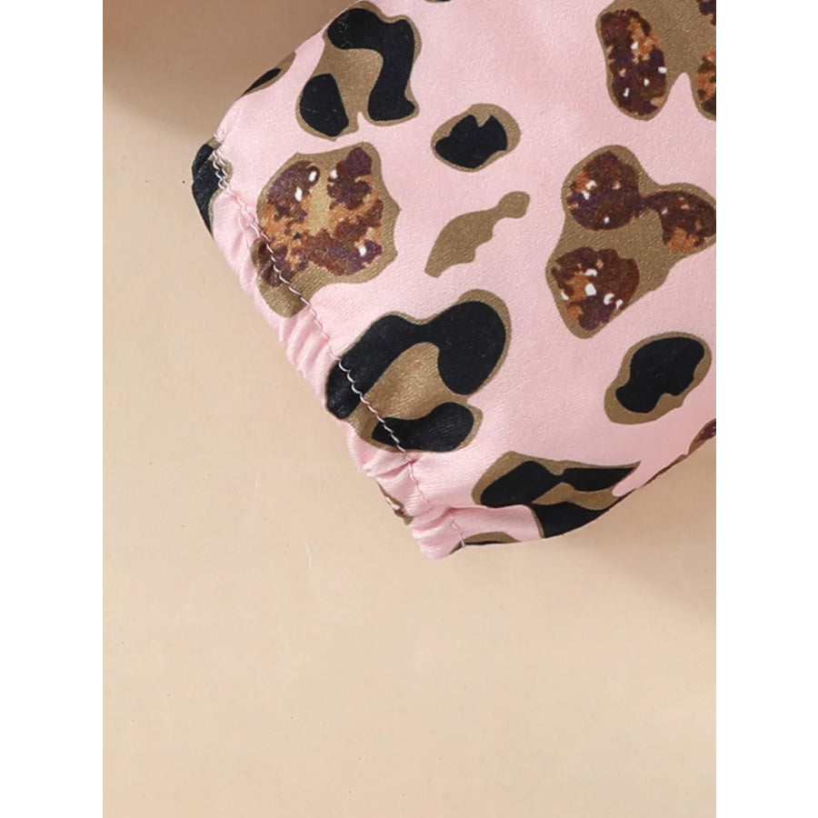 Children’s Leopard Ruffled Bodysuit and Pants Set with Headband Apparel and Accessories